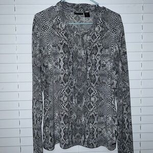 Tahari Black and Gray Snakeskin Blouse